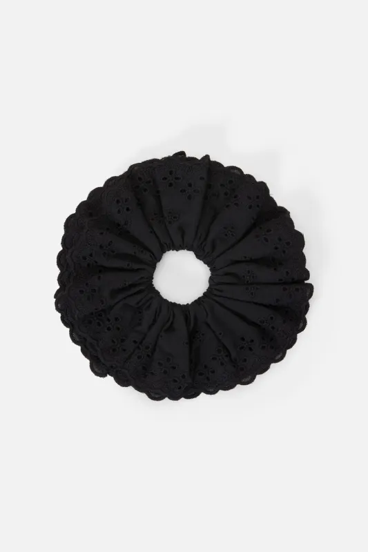 Black Broderie Scrunchie made by Princess Highway