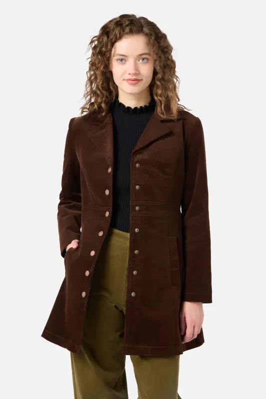 Hazel A-Line Long Cord Jacket made by Princess Highway