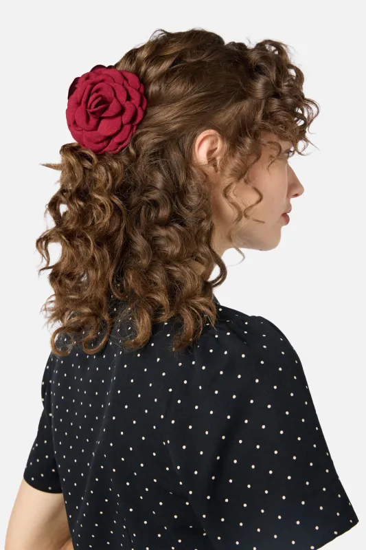 Dark Red Rose Claw Clip made by Princess Highway