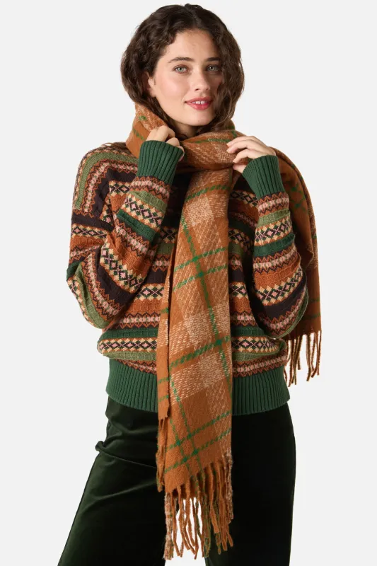 Tan Check Scarf made by Princess Highway