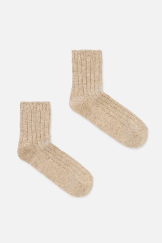 Cream Warm Wool Rib Socks made by Princess Highway