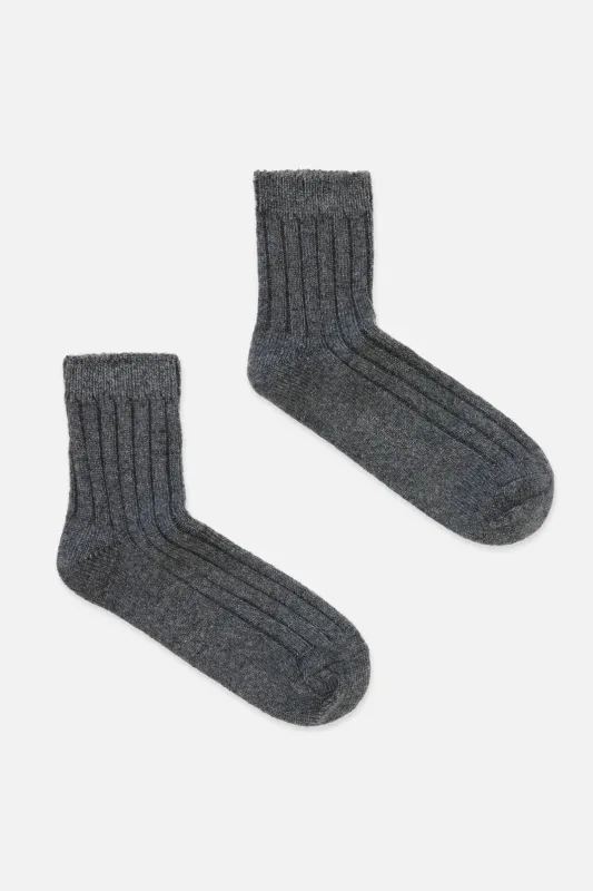 Grey Warm Wool Rib Socks made by Princess Highway