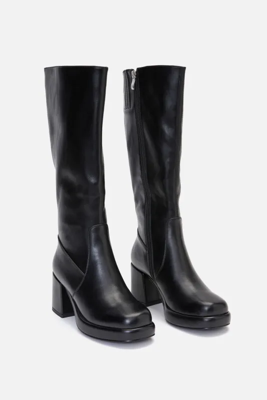 Black Knee High Boot made by Princess Highway