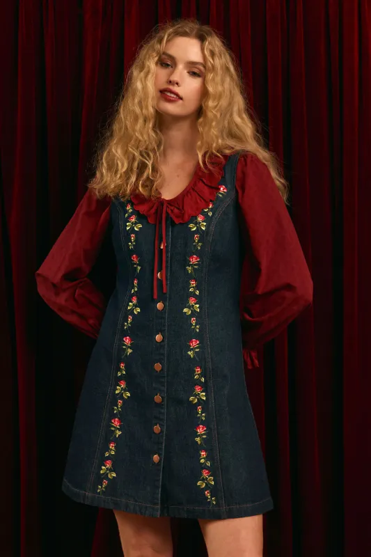 Roses Embroidered Pinafore made by Princess Highway
