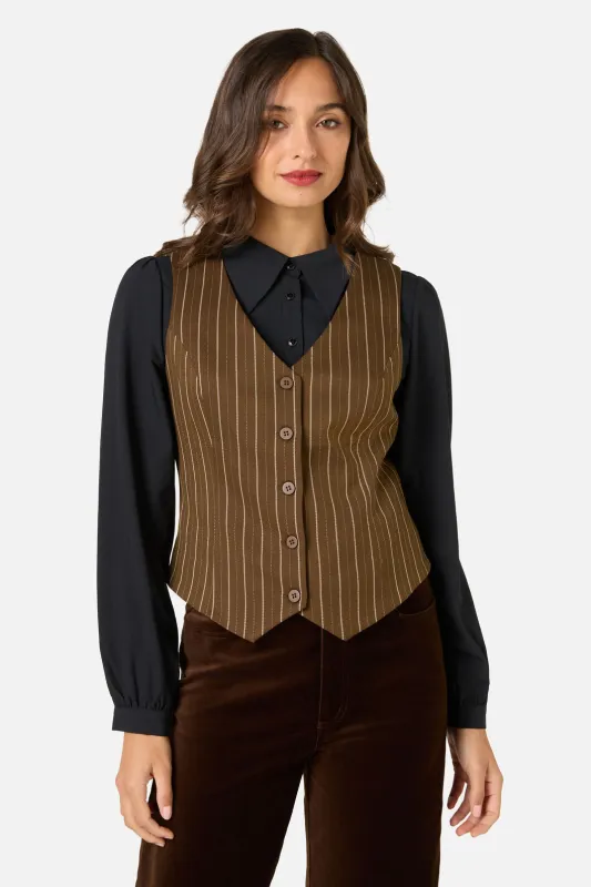 Celeste Pinstripe Vest made by Princess Highway