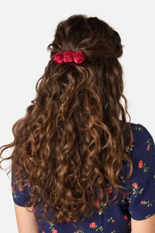Red Roses Barrette Hair Clip made by Princess Highway