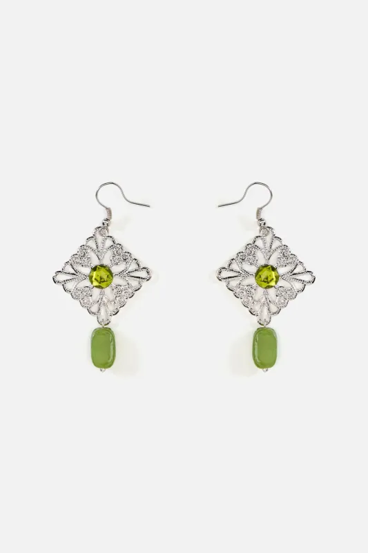 Pretty Green Stone Earrings made by Princess Highway