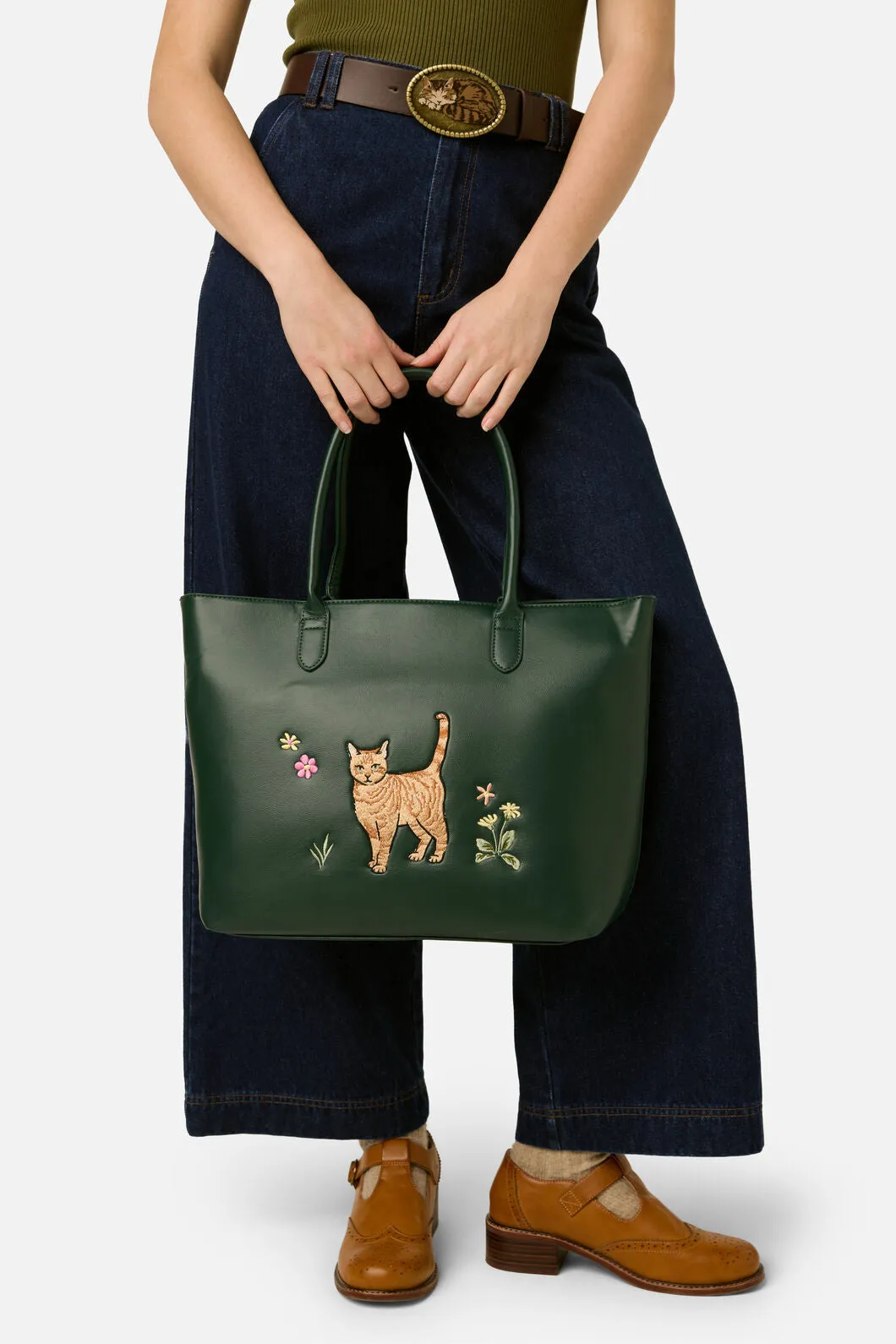 Cute Cat Embroidered Tote sold by Princess Highway