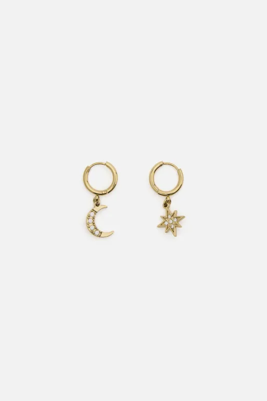 Moon Star Hoop Earrings made by Princess Highway