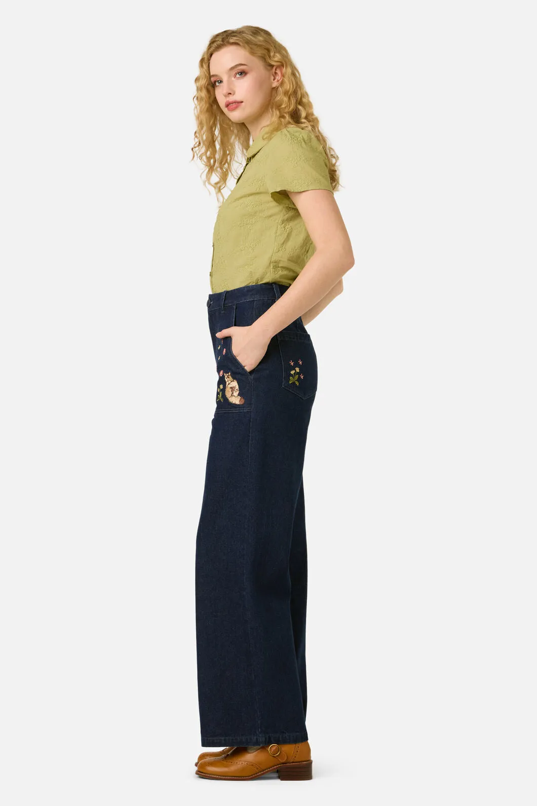 Cats Embroidered Denim Jean sold by Princess Highway product image thumbnail 3