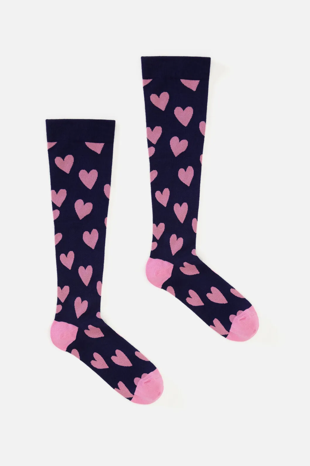 Navy hearts Compression socks sold by Princess Highway