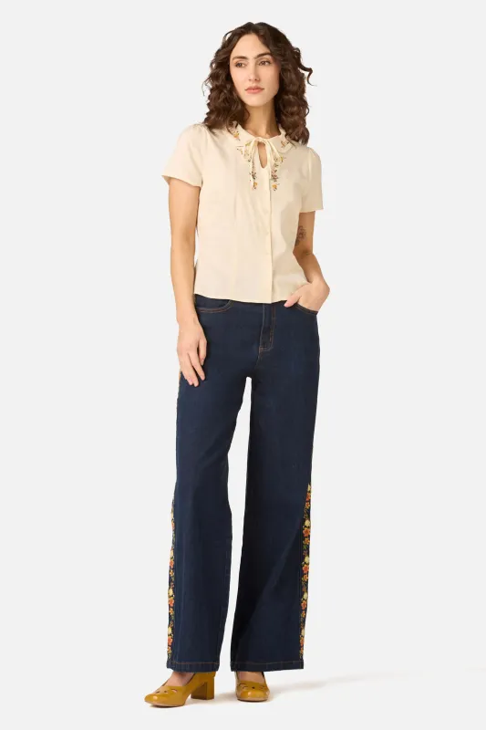 90'S Posy Embroidered Blouse made by Princess Highway
