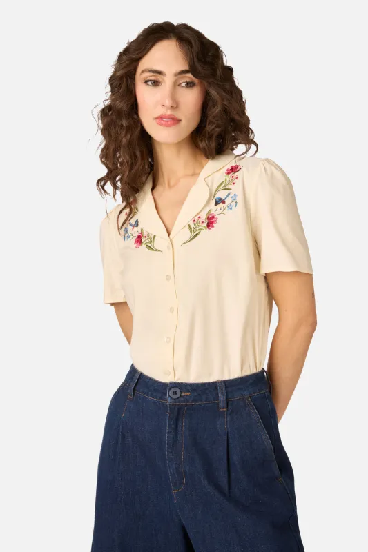 Fairy Wren Embroidered Blouse made by Princess Highway
