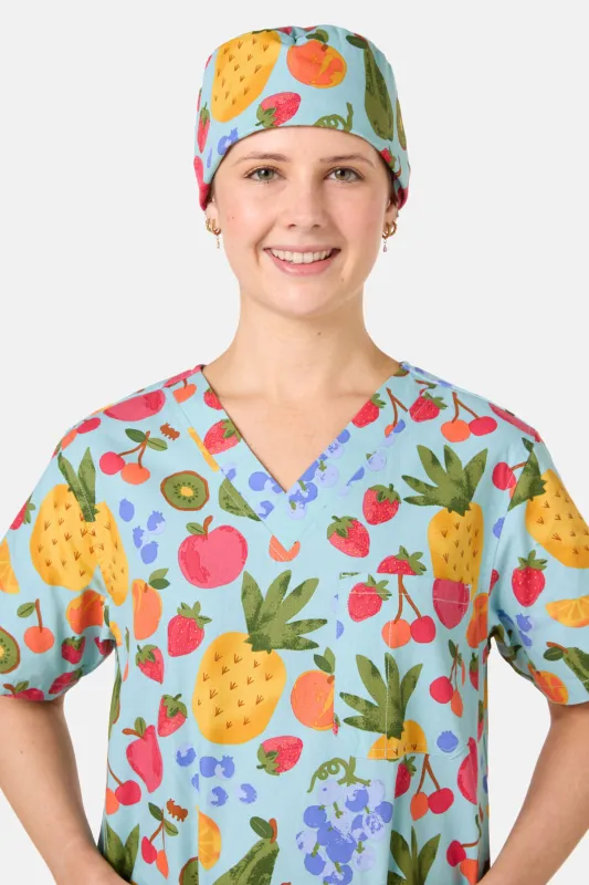 Blue Fruitbowl Scrub Hat made by Princess Highway