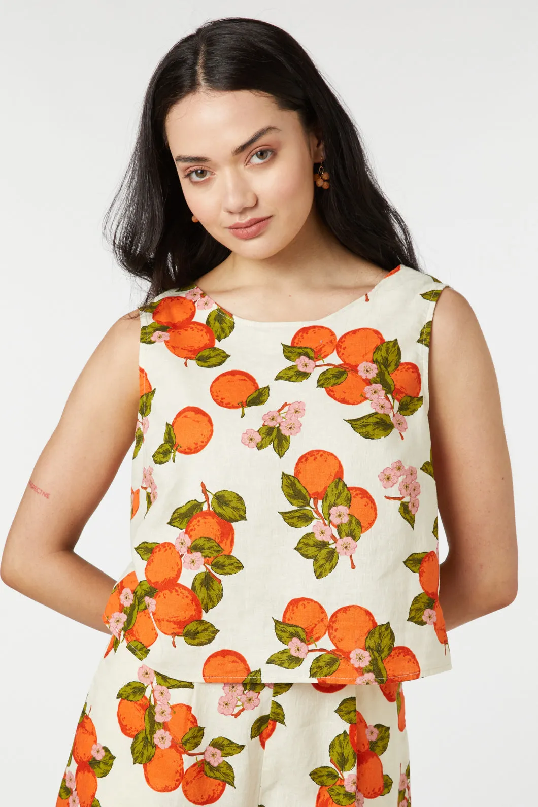 Orange Toile Sleevless Top sold by Princess Highway product image thumbnail 3