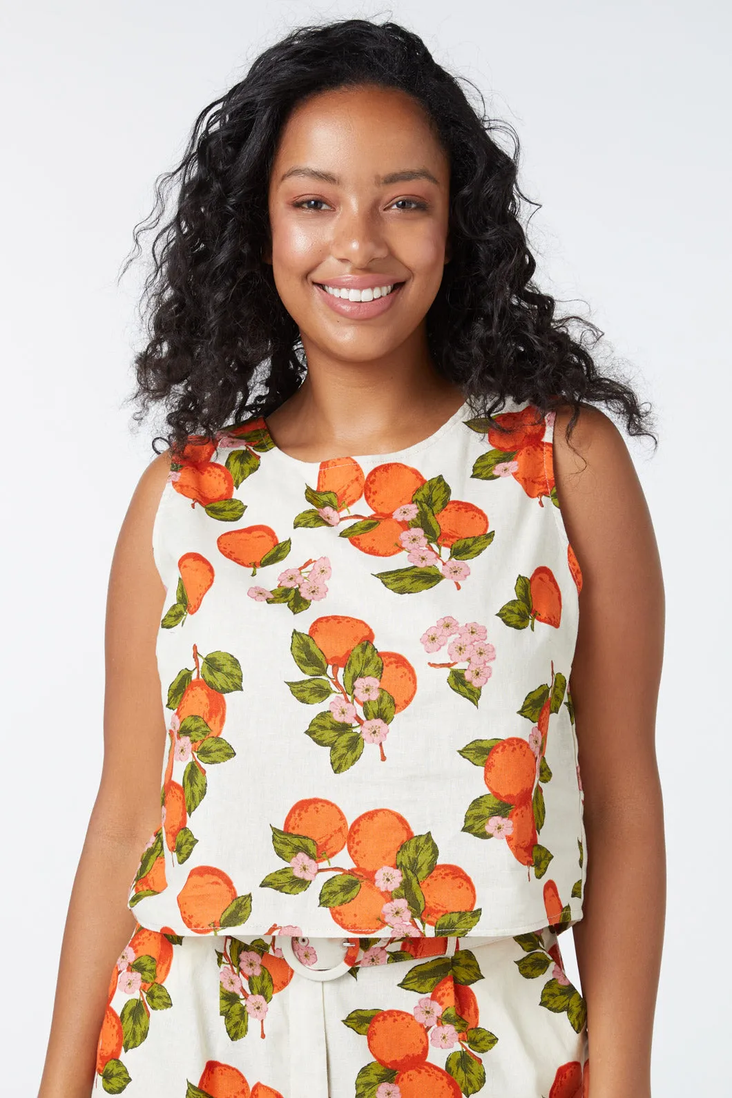 Orange Toile Sleevless Top sold by Princess Highway