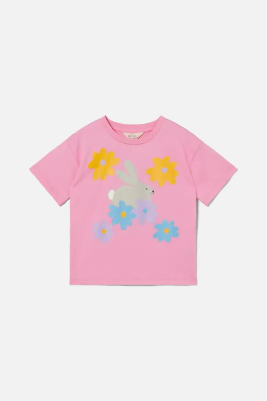 Bunny And Flower Short Sleeve Kids Tee sold by Princess Highway
