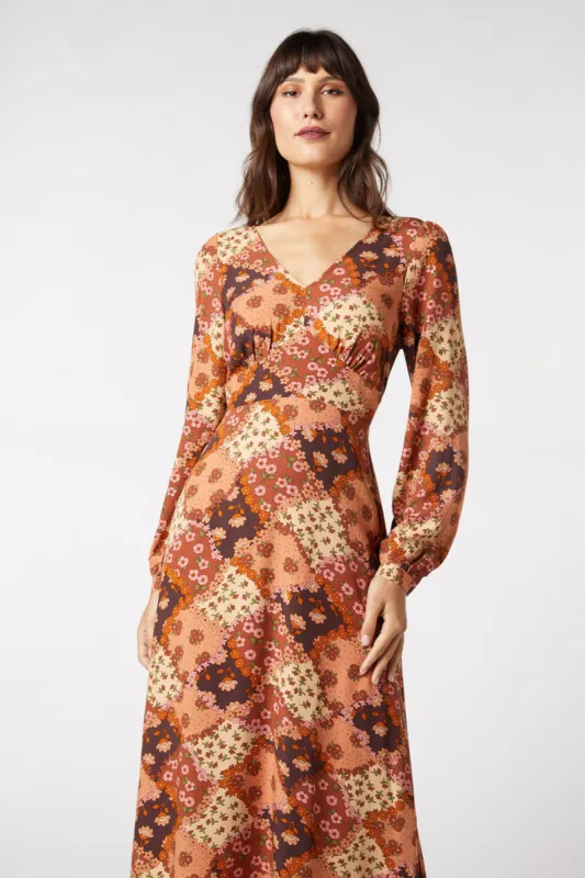 Patchwork Flower Midi Dress sold by Princess Highway