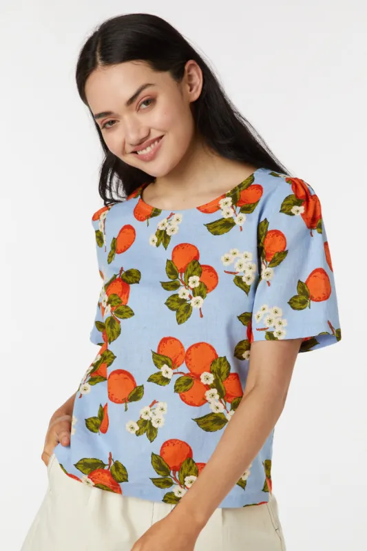 Orange Toile Top sold by Princess Highway