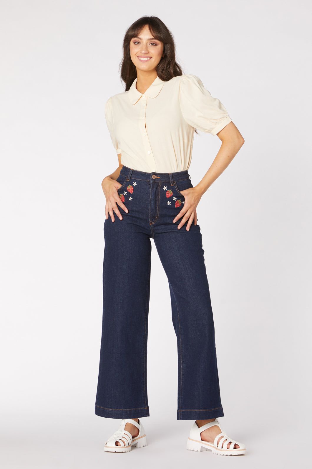 Strawberry Embroidered Jean sold by Princess Highway