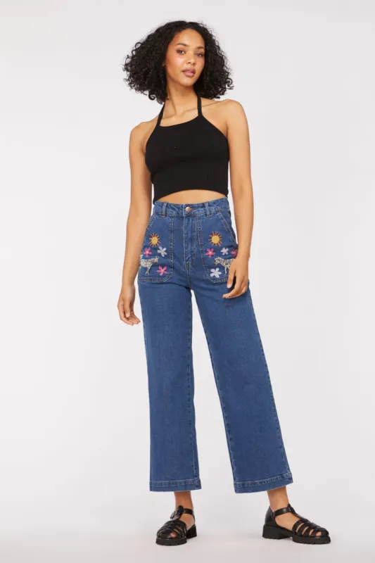 Sunshine Zebra Embroidered Jean sold by Princess Highway