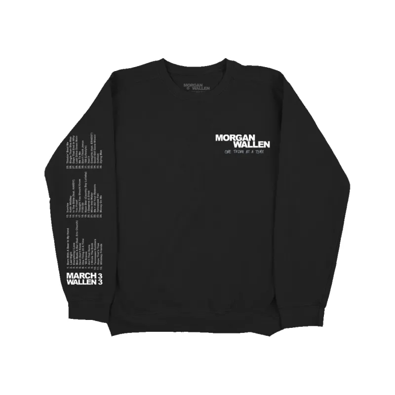 One Thing At A Time Album Cover Black Crewneck sold by Morgan Wallen