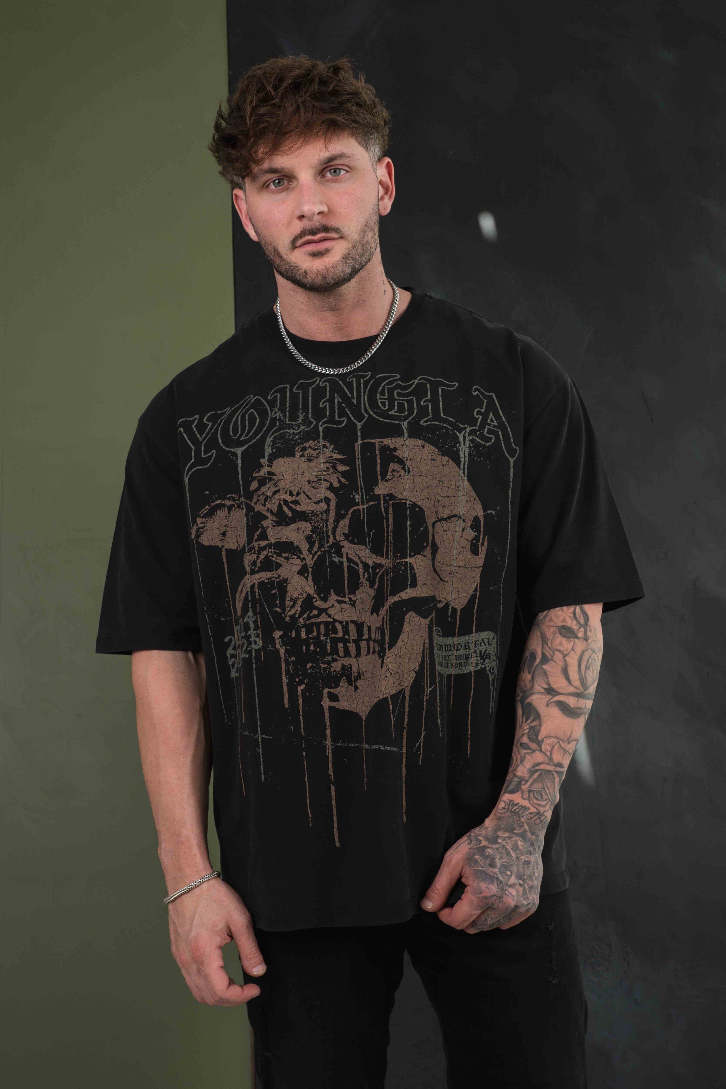 4116 - Floral Skull Tees sold by YoungLA product image thumbnail 2