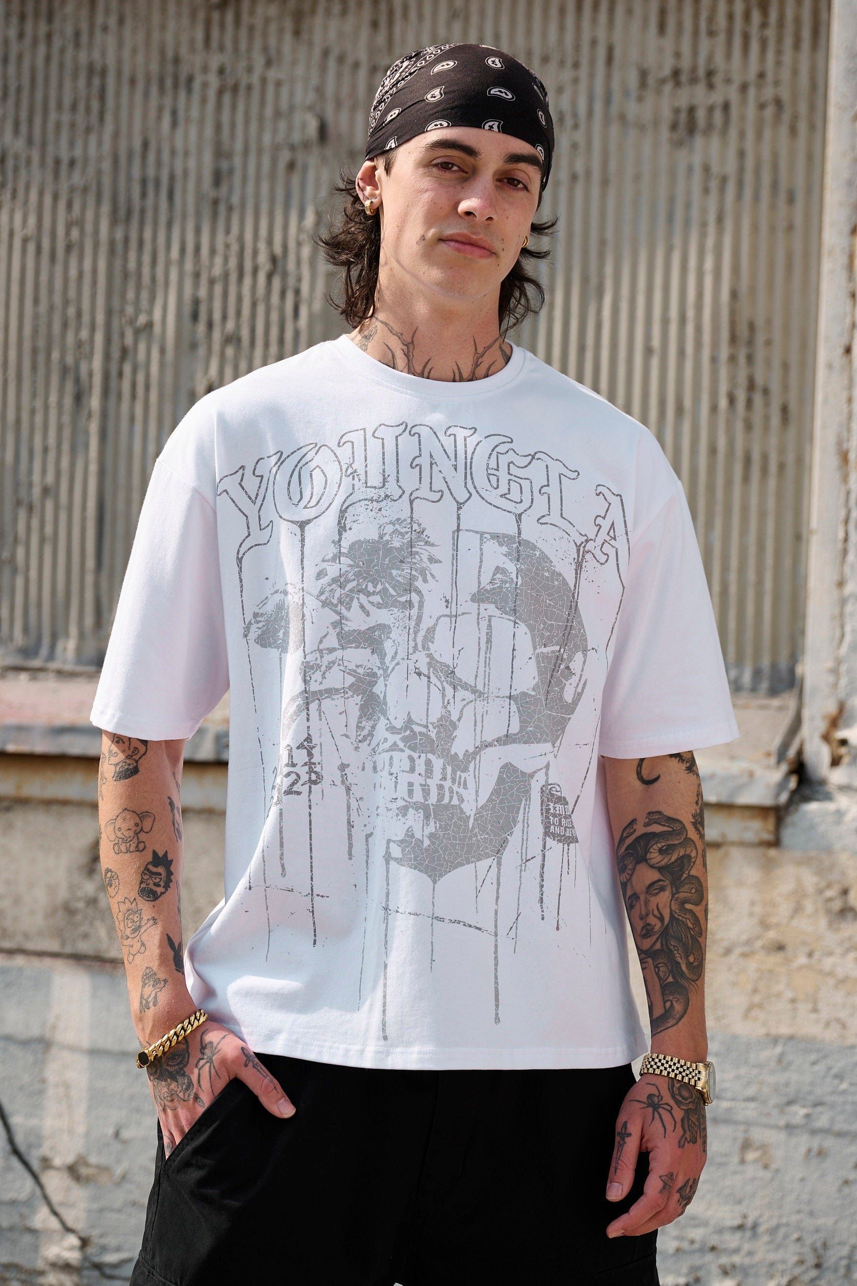 4116 - Floral Skull Tees sold by YoungLA product image thumbnail 3