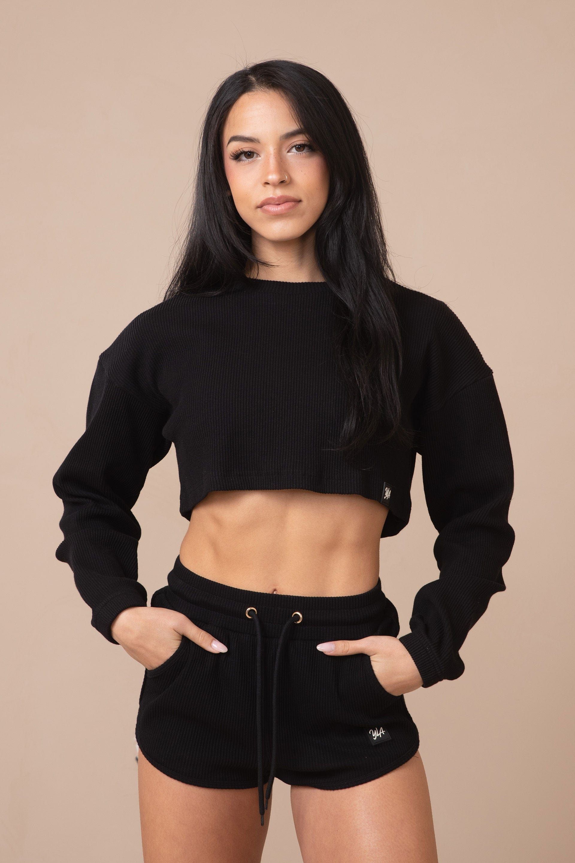 W413 Peachy Cropped Long Sleeve sold by YoungLA product image thumbnail 2