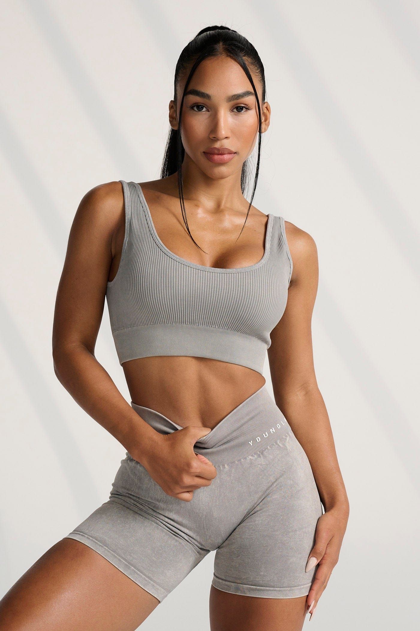 W315 Carbon Ribbed Sports Bra sold by YoungLA
