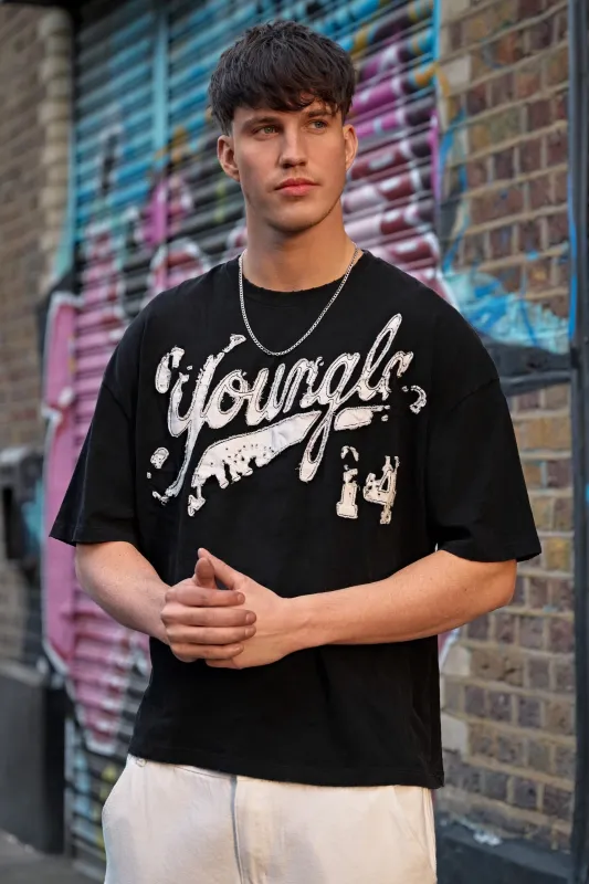 4182 - Distressed Script Tees made by YoungLA
