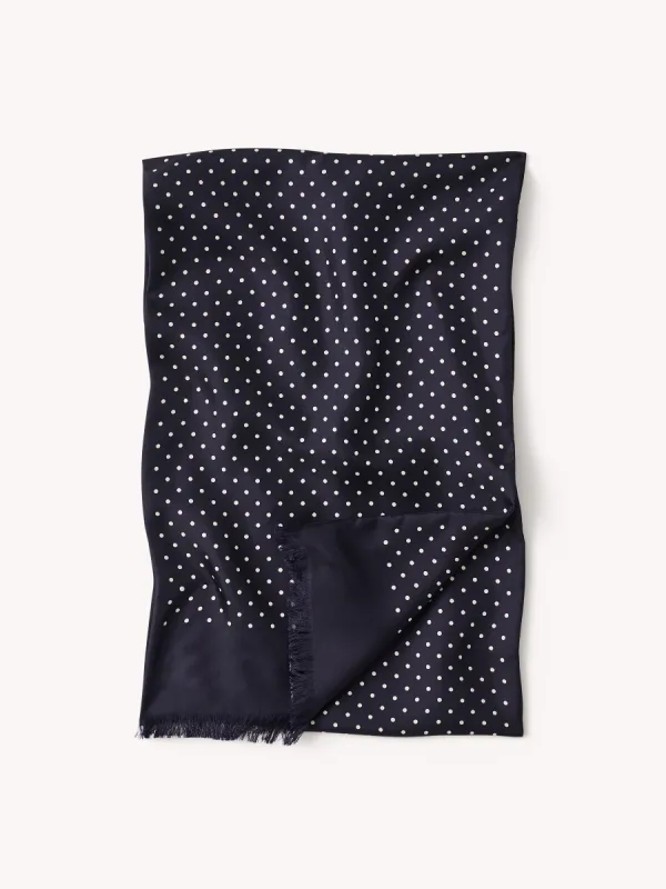 Navy Polka Dot Italian Silk Scarf made by Buck Mason