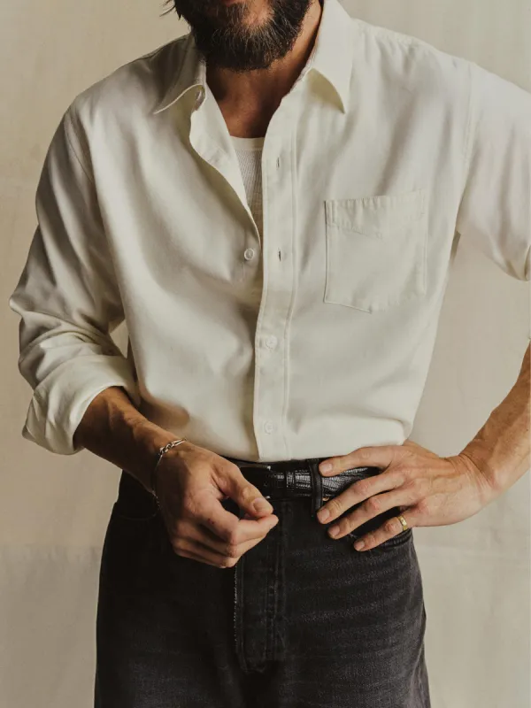 Natural Draped Twill One Pocket Shirt made by Buck Mason