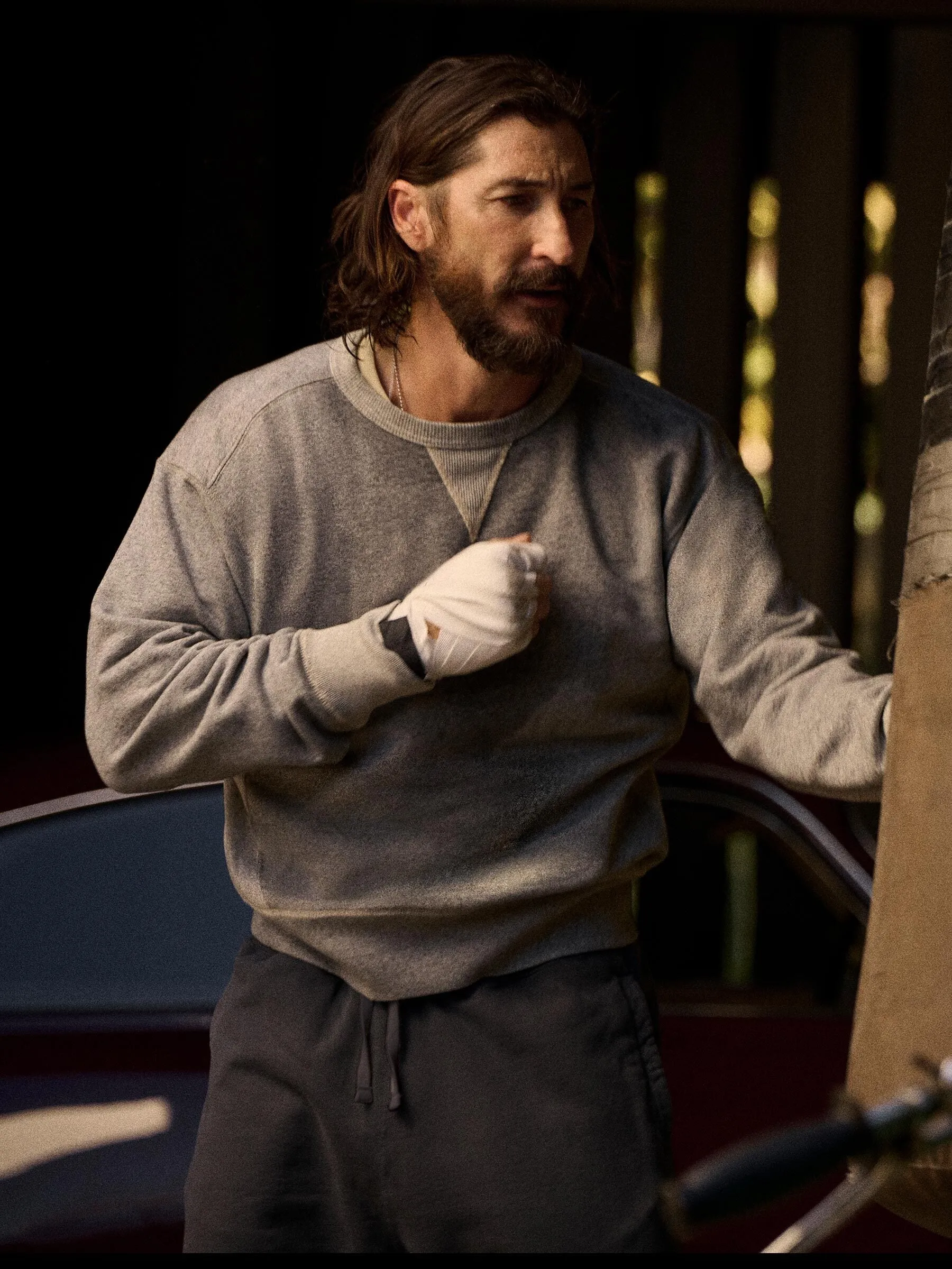 Two Tone Heather Grey Welterweight Double V Crew Sweatshirt sold by Buck Mason product image thumbnail 2