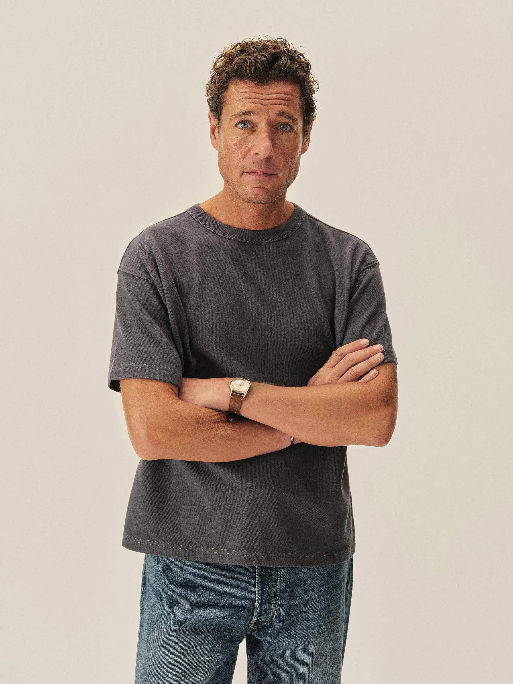 Seal Blue Field-Spec 90s Boxy Heavy Tee sold by Buck Mason