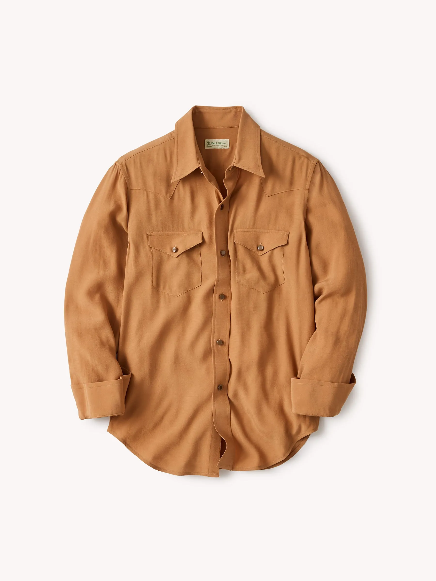 Burnt Orange Sunset Rayon Western Shirt sold by Buck Mason