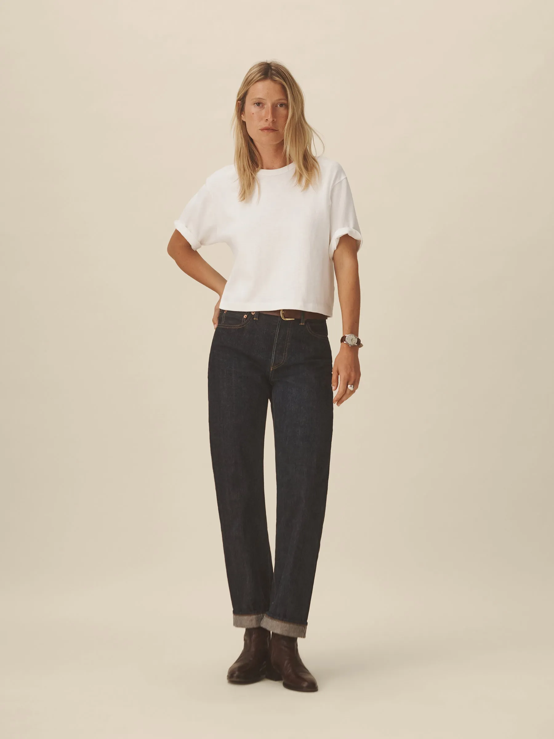 White Field-Spec Boyfriend Crop Tee sold by Buck Mason product image thumbnail 3