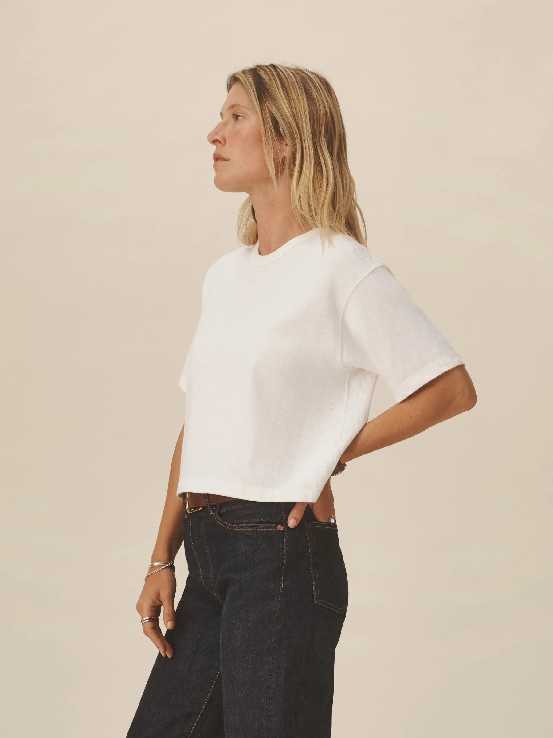 White Field-Spec Boyfriend Crop Tee sold by Buck Mason product image thumbnail 5