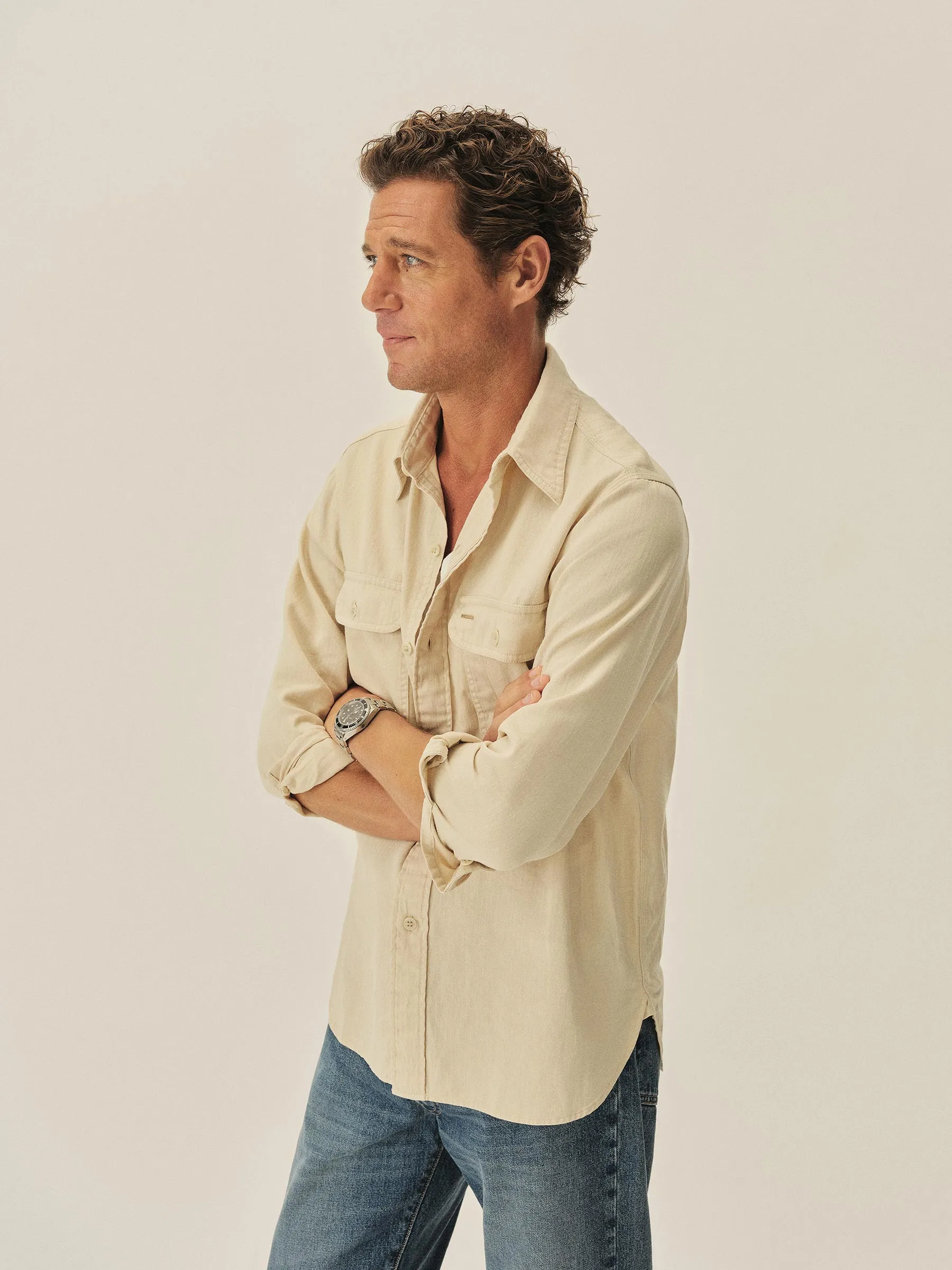 Natural Venice Wash Hemp HBT Soft Pack Station Shirt sold by Buck Mason product image thumbnail 3