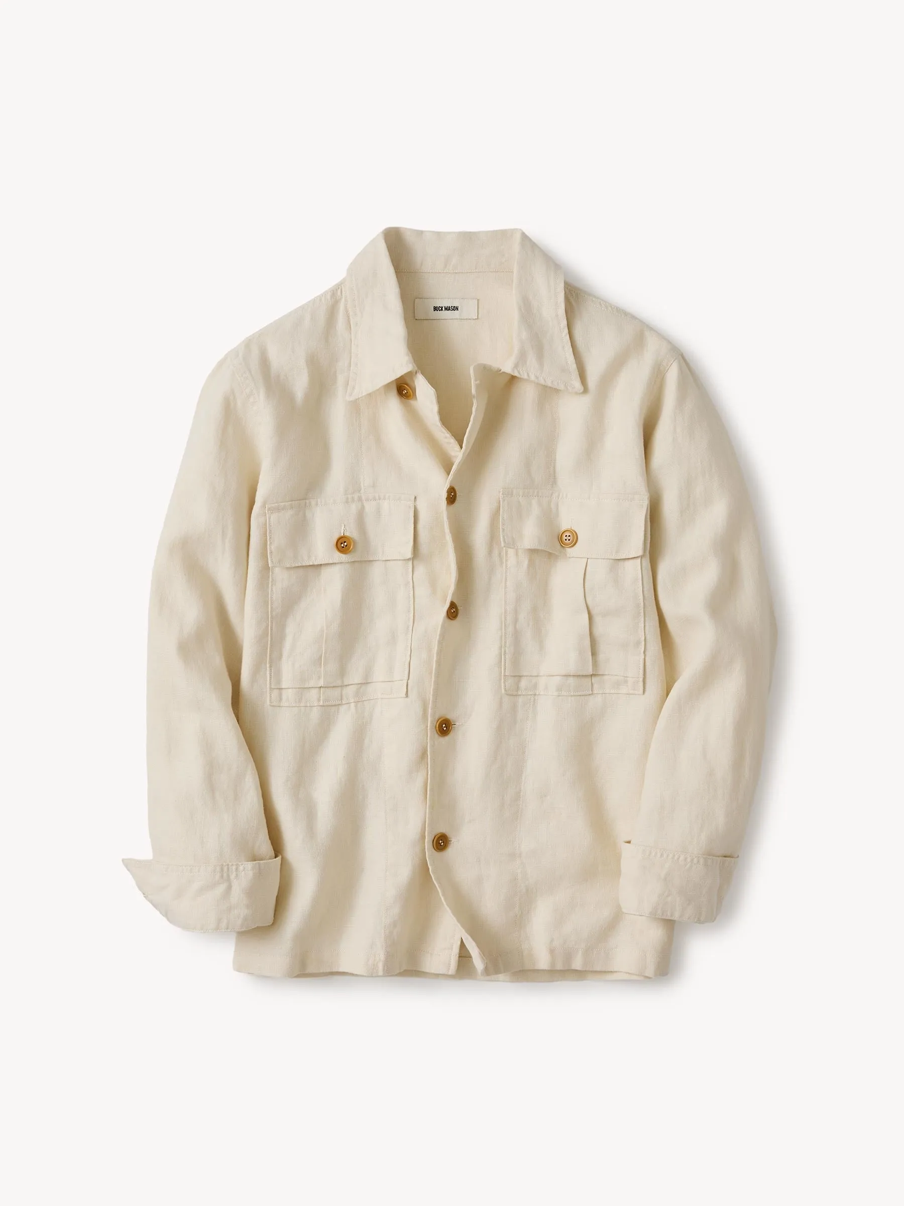 Natural Loomed Linen P-43 Fatigue Shirt sold by Buck Mason