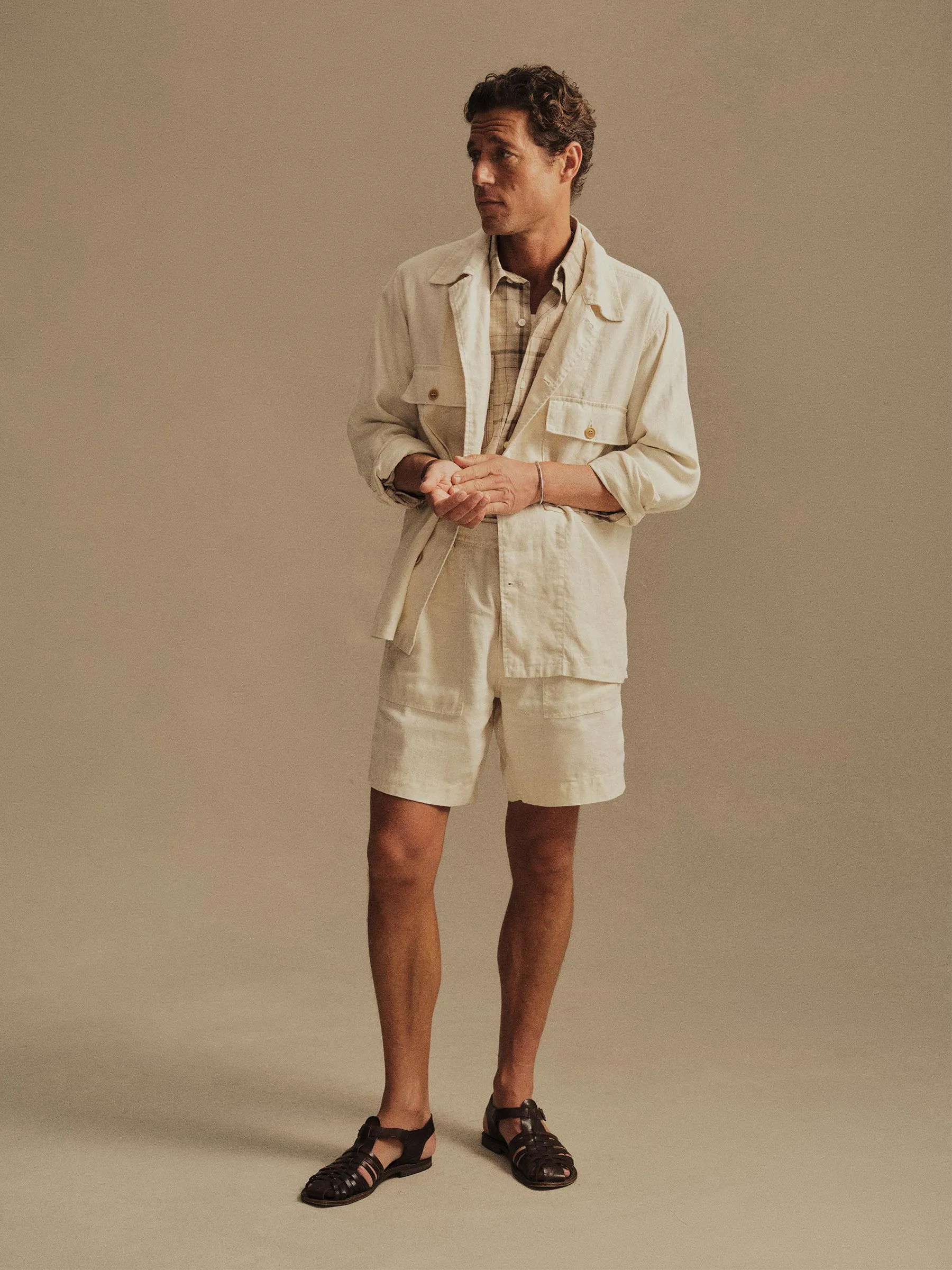 Natural Loomed Linen P-43 Fatigue Shirt sold by Buck Mason product image thumbnail 3