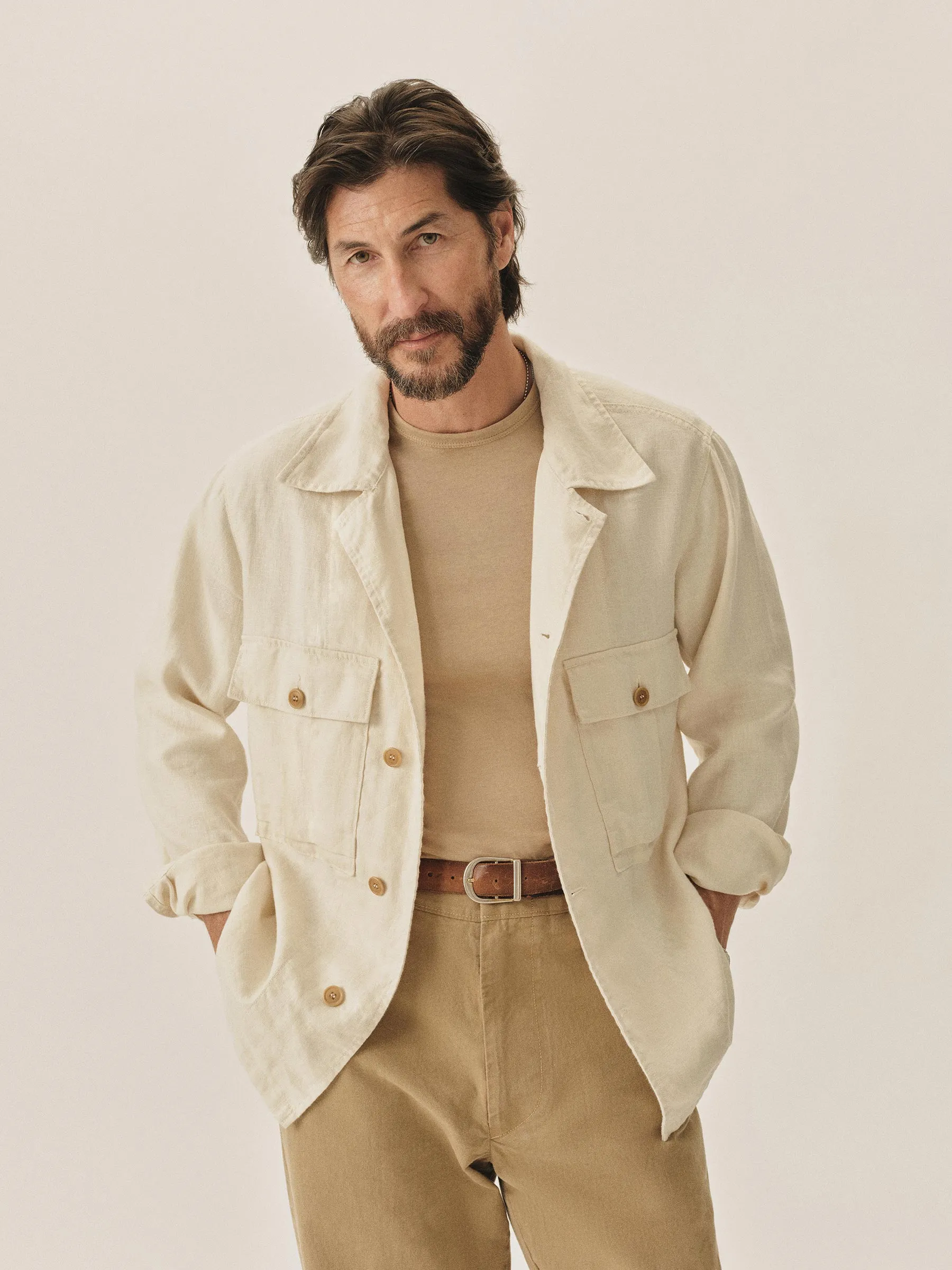 Natural Loomed Linen P-43 Fatigue Shirt sold by Buck Mason product image thumbnail 4