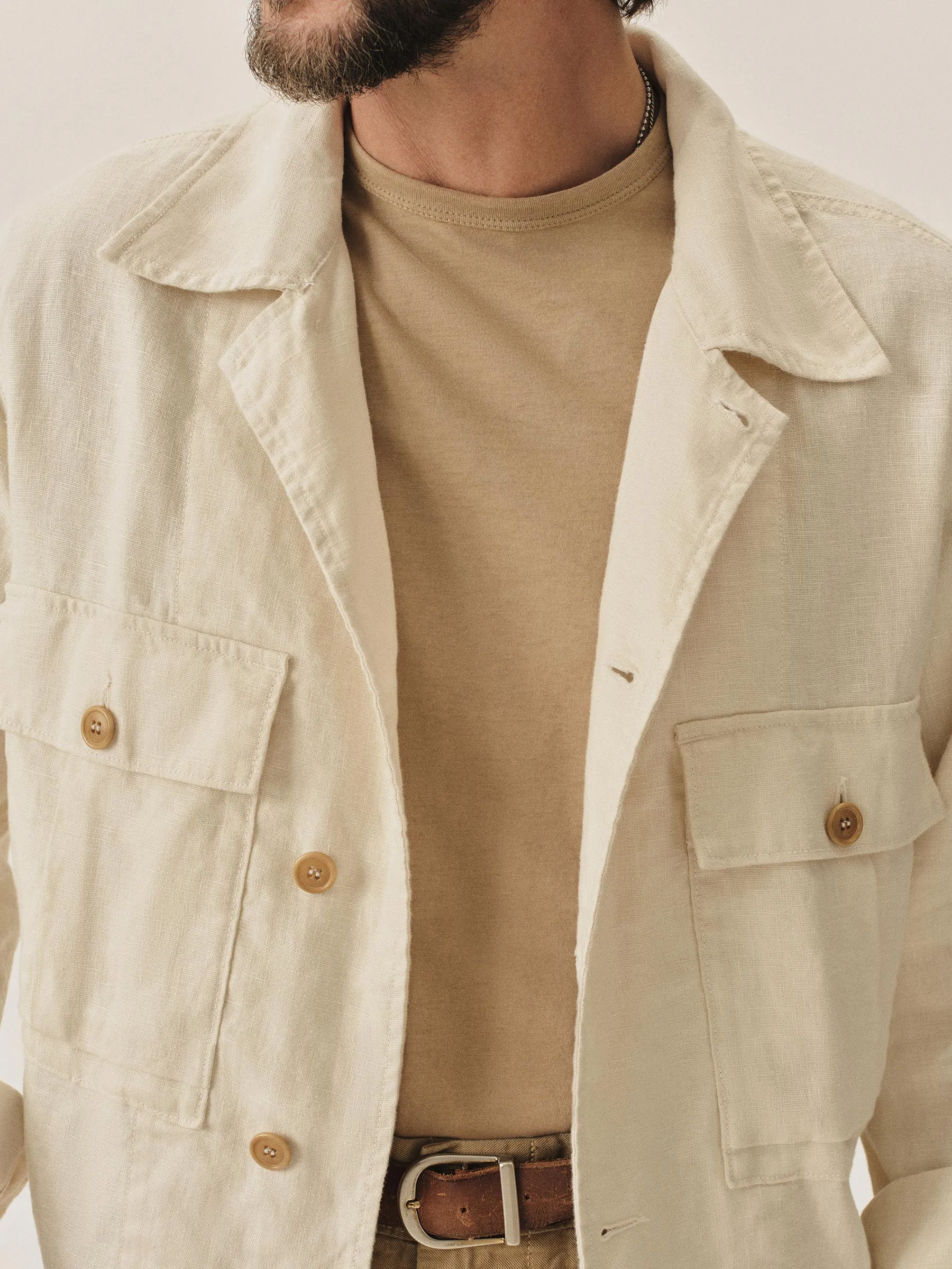 Natural Loomed Linen P-43 Fatigue Shirt sold by Buck Mason product image thumbnail 5