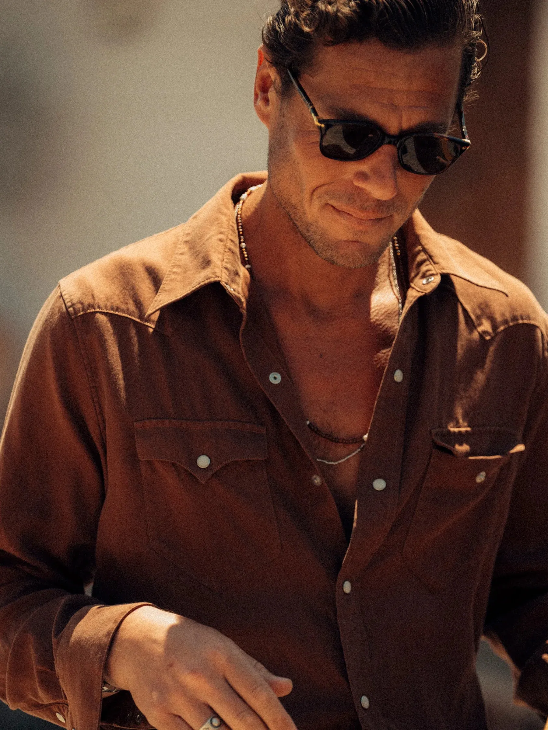Rust Draped Linen Rancher Shirt sold by Buck Mason product image thumbnail 2