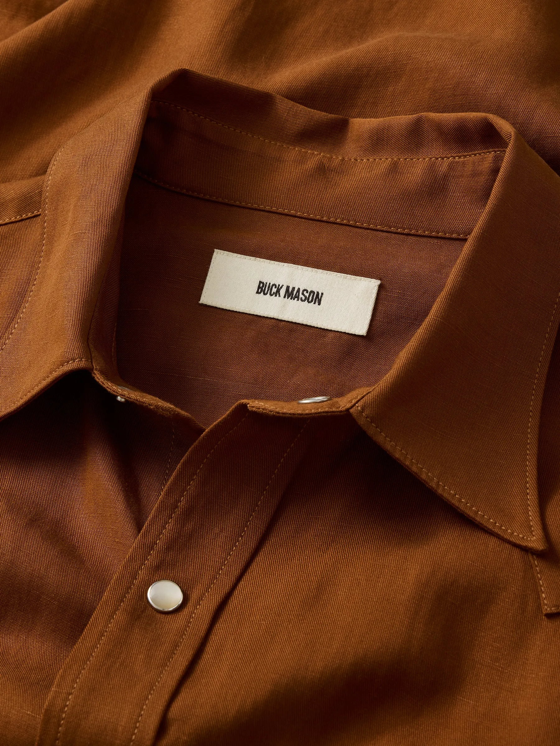 Rust Draped Linen Rancher Shirt sold by Buck Mason product image thumbnail 4