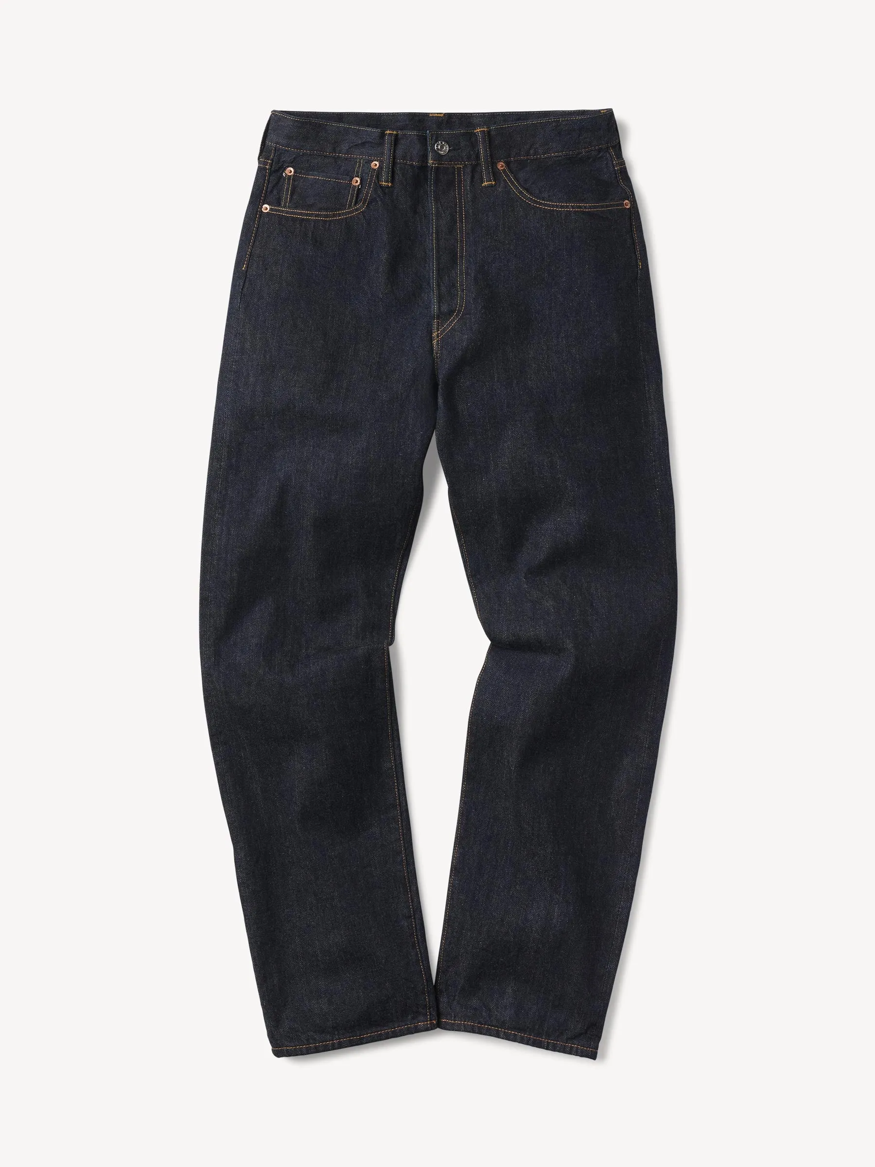 D018 Japanese Loomstate Selvedge Full Saddle Jean sold by Buck Mason