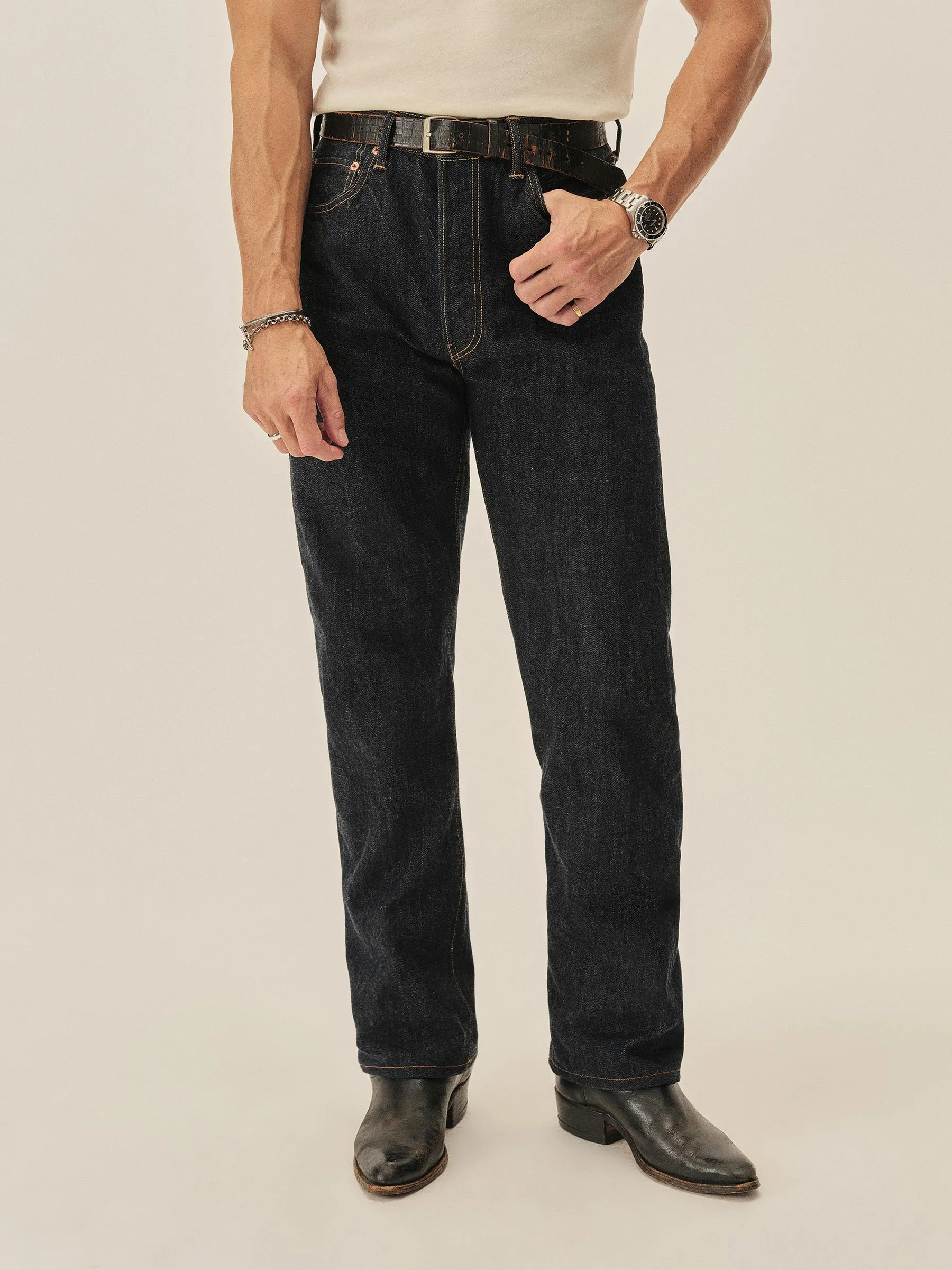 D018 Japanese Loomstate Selvedge Full Saddle Jean sold by Buck Mason product image thumbnail 3