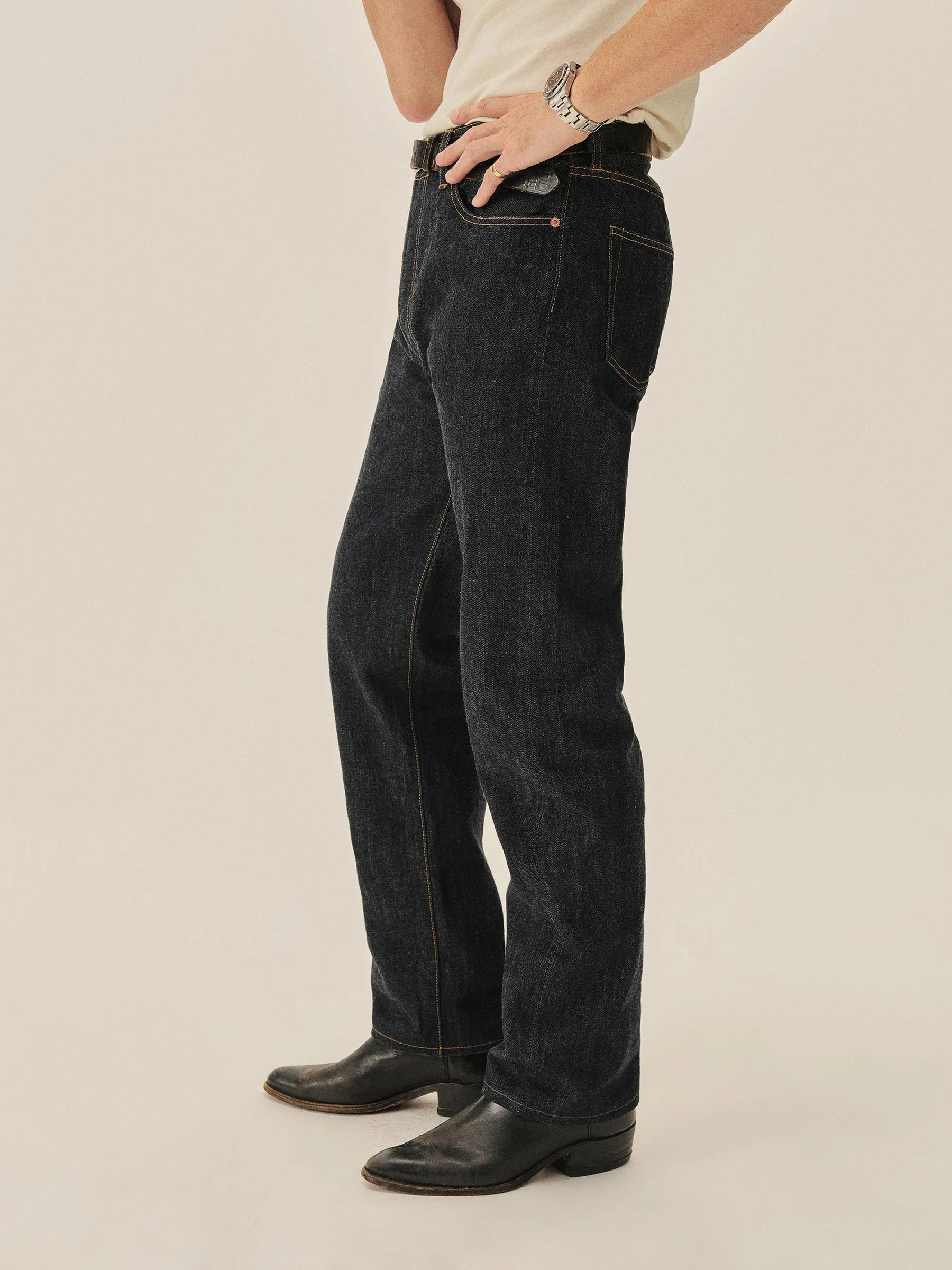 D018 Japanese Loomstate Selvedge Full Saddle Jean sold by Buck Mason product image thumbnail 5