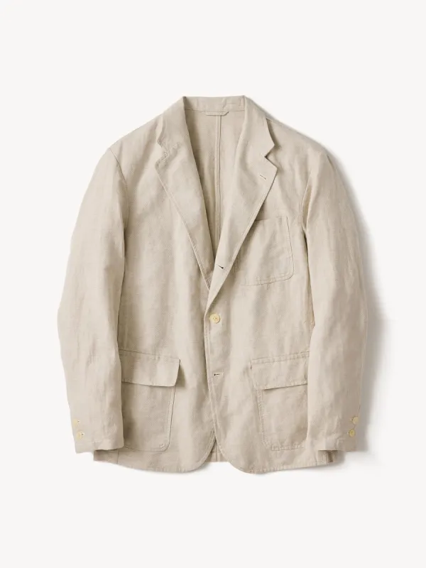 Seeded Natural HBT Capitola Linen Carry-On Jacket made by Buck Mason