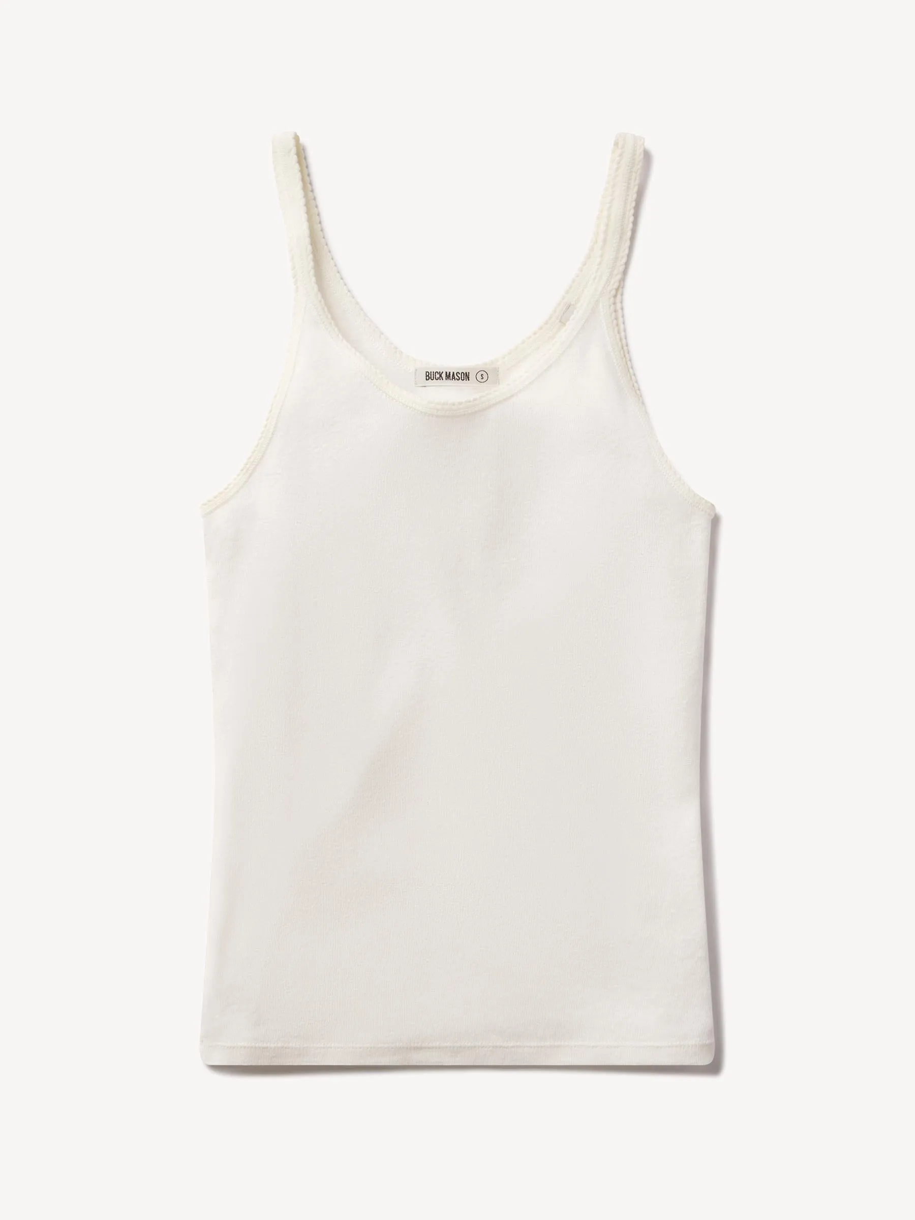 Natural Heirloom Rib Scoop Tank sold by Buck Mason